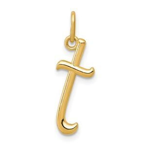 14k Yellow Gold, Claire Collection Mini Lower Case Initial T Charm